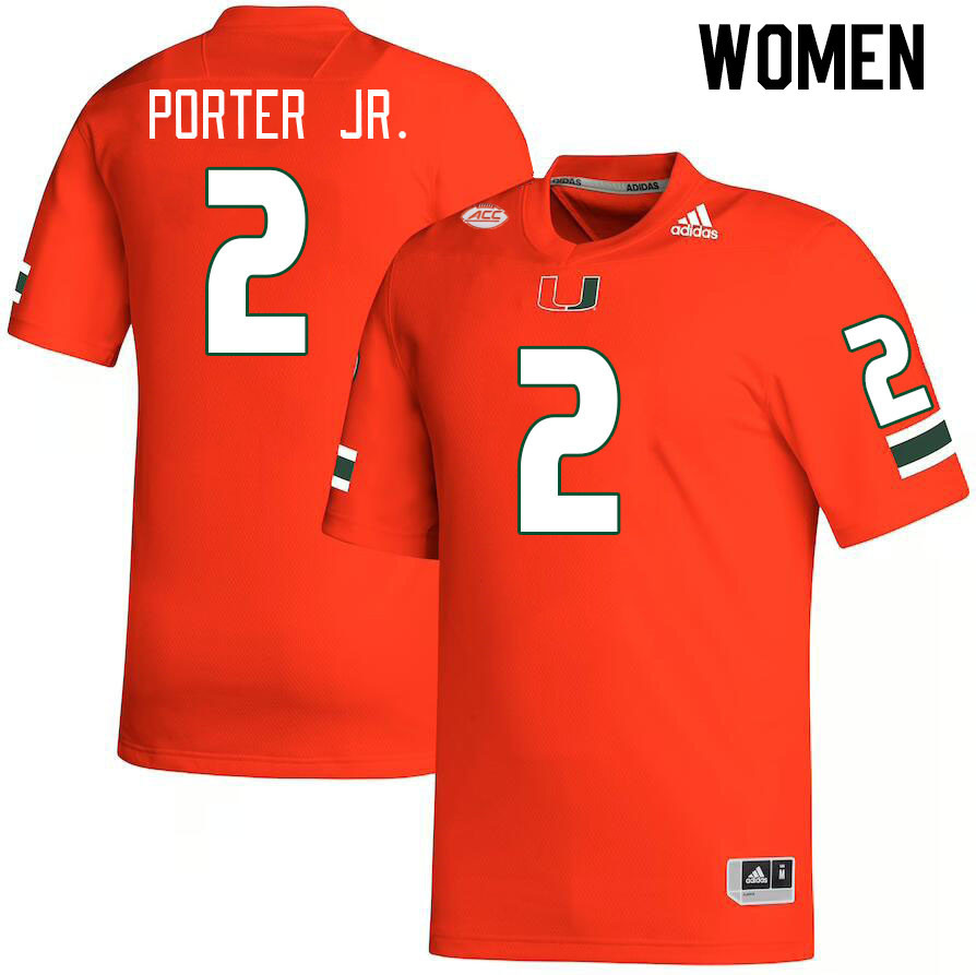Women #2 Daryl Porter Jr. Miami Hurricanes College Football Jerseys Stitched-Orange - Click Image to Close